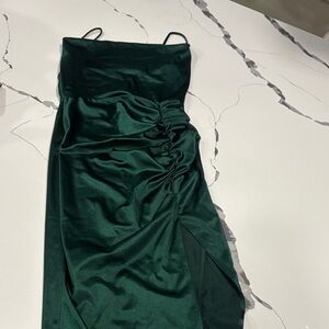 Windsor Dark Green Ruched Midi Dress